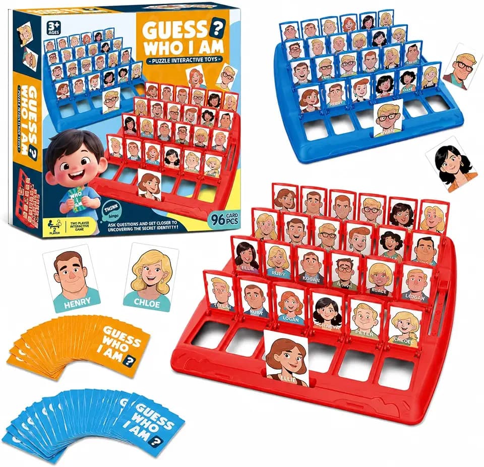 Wer Ist Es Spiel, Brettspiele für 2 Personen, Wer Bin Ich Spiel mit Farbiger Verpackung, Unterhaltsames Familienspiel für Abende und Partys, Guess Who Style Gesellschaftsspiel