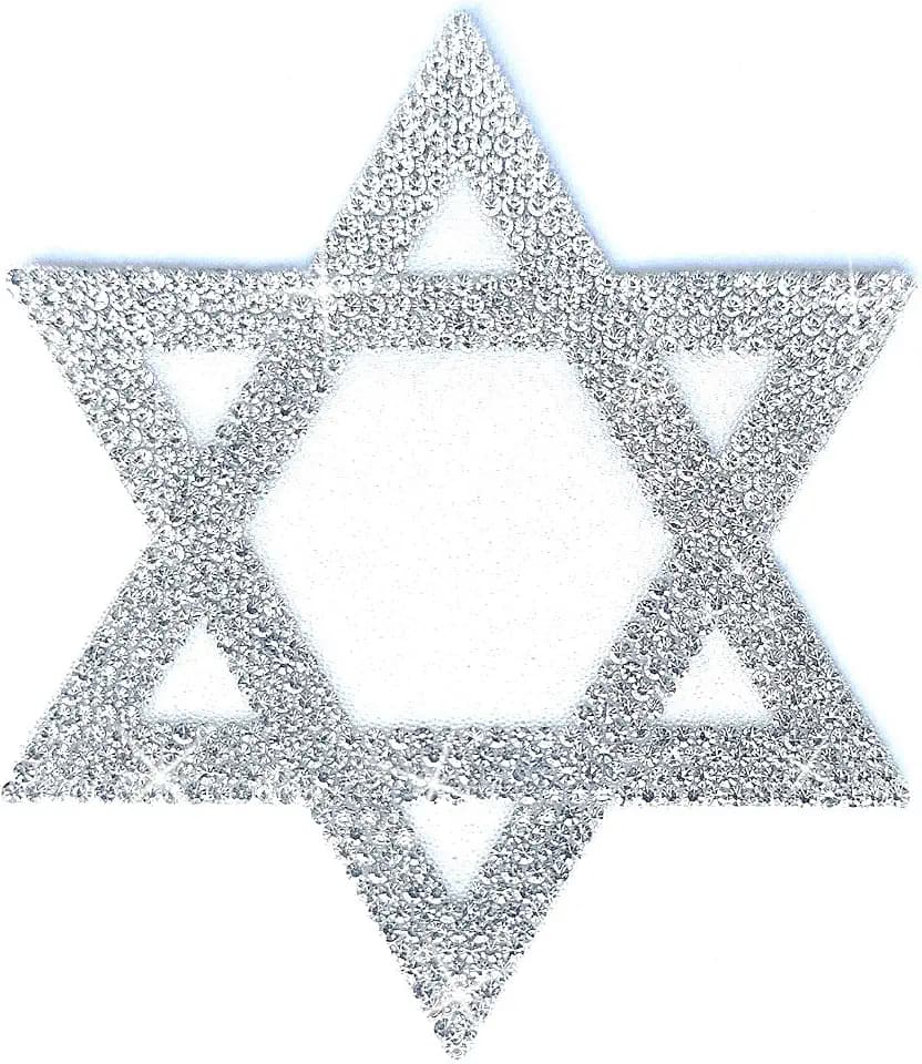 Bling Star of David Rhinestones Decal, Sparkling Bedazzled Jewish Israel Symbol Waterproof Crystal Anti-Scratch Sticker 4'' Height