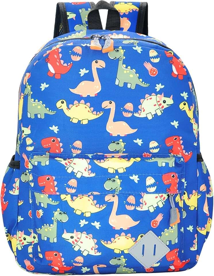 Kids Backpack for Preschool Kindergarten - 15 Inch Lightweight Dinosaur Cute School Bag for Boys Girls Ages 3-8 (Blue)