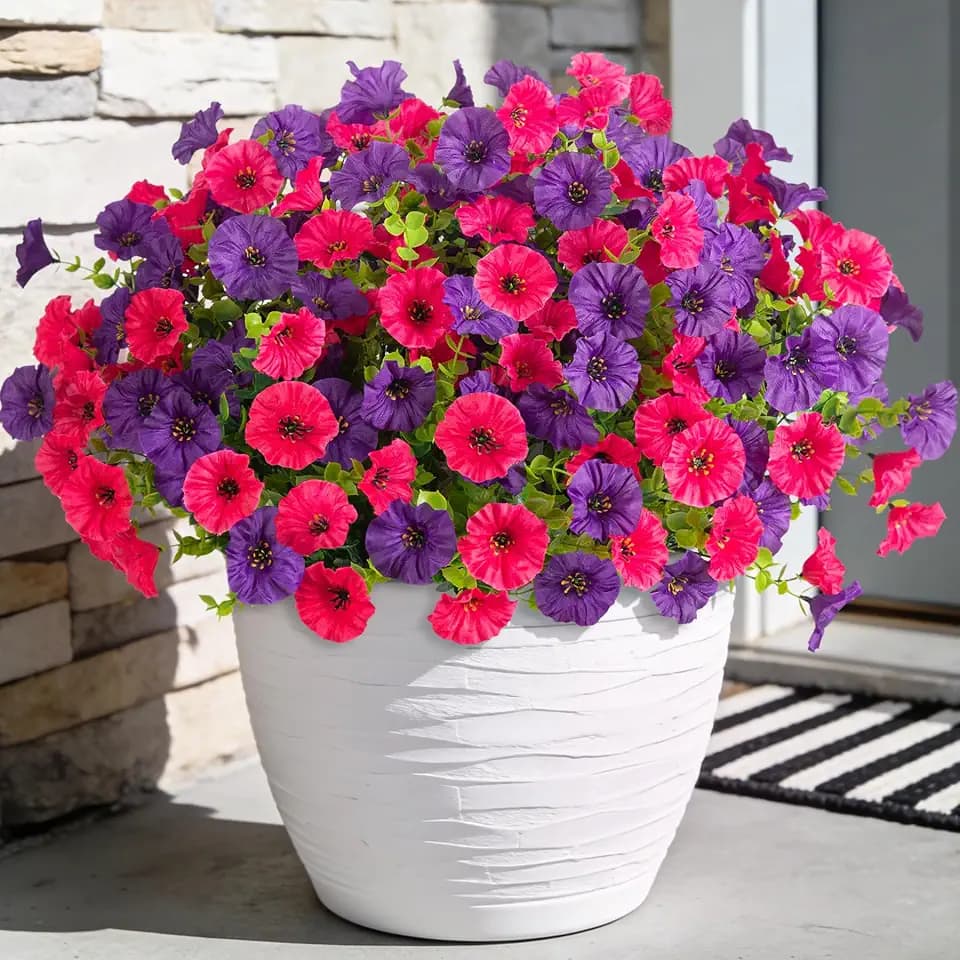 ADXORA 12 Bundles Morning Glory Artificial Flowers for Outdoor Decoration