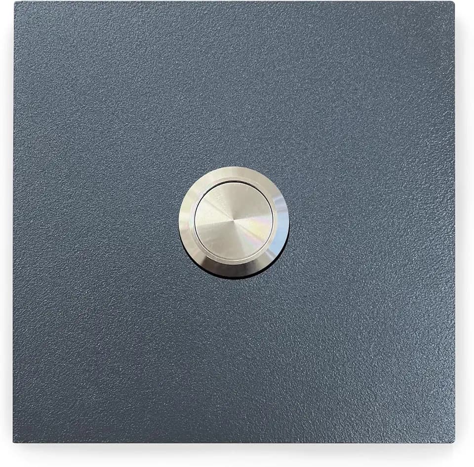 PREMIUM Türklingel Anthrazit - Flacher Drucktaster - Größe: 8x8cm - RAL 7016 - UV & Witterungsbeständig - Pulverbeschichtet