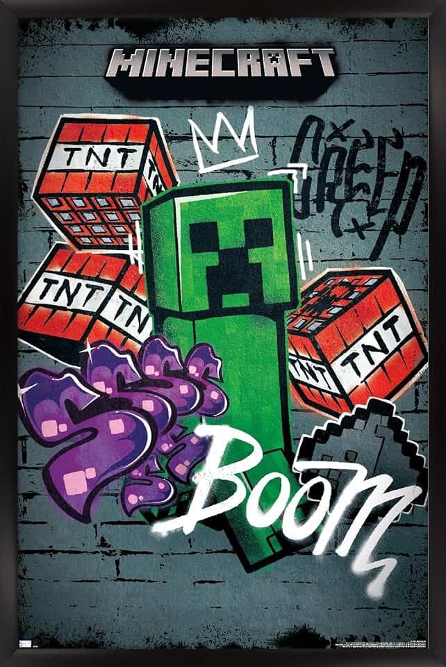 Minecraft - Creeper Do Not Enter Wall Poster, 34L" x 22.4W", Black Framed Version