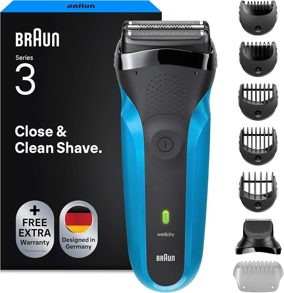 Braun Rasierer Herren Elektrisch Series 3, Rasierapparat, 310BT, Blau