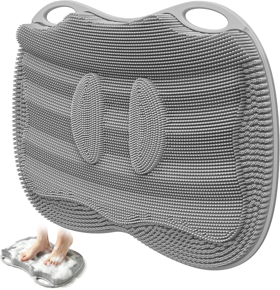 Shower Foot Scrubber Mat in Shower, XL Silicone 3D Feet Bath Washer