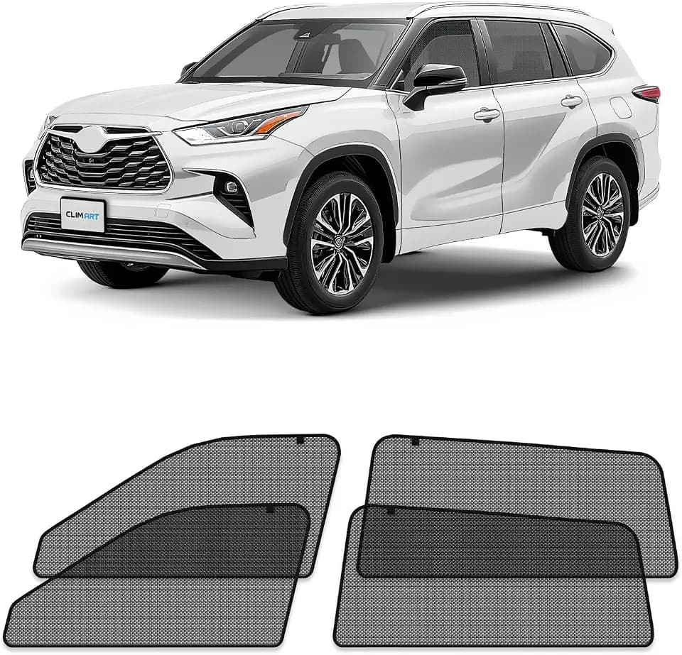 CLIM ART Magnetic Car Window Shades for Toyota Highlander 2020-2026 – Custom-Fit Sun Blocker Curtains, Side Window Covers, Essential Car Accessories for Camping, Baby, and Privacy Protection - MS0236