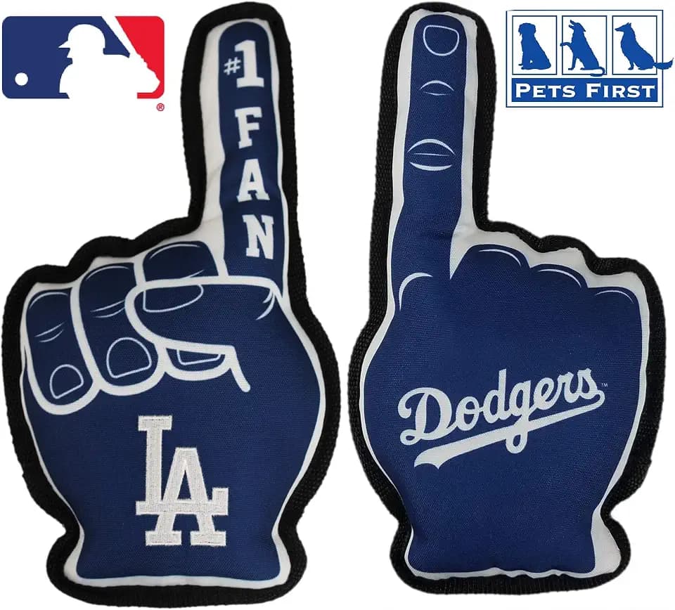 MLB Number ONE Fan Toy. Sports Dog Toy with Double Stitched Trim and Tough Nylon Material Filled with Chewable Polyfil and Inner Squeaker with Team Logo/Color