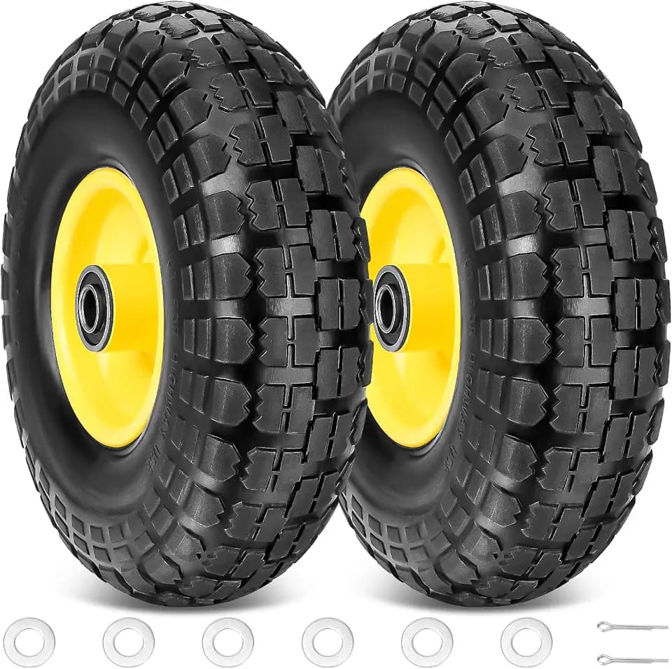 TICONN 13" Solid Tires, 4.00-6 Tire and Wheel Flat Free, 5/8" Bearings