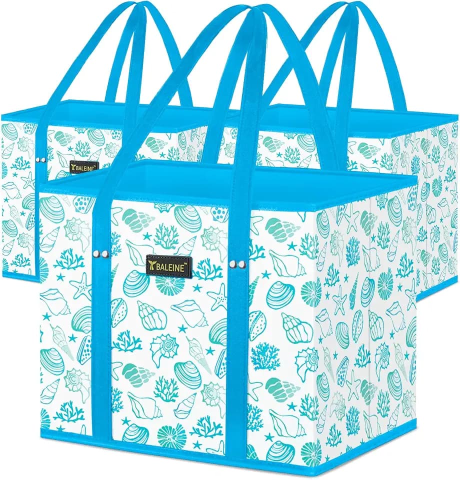 BALEINE 3PK Reusable Grocery Bags, Heavy Duty Shopping Tote Bag