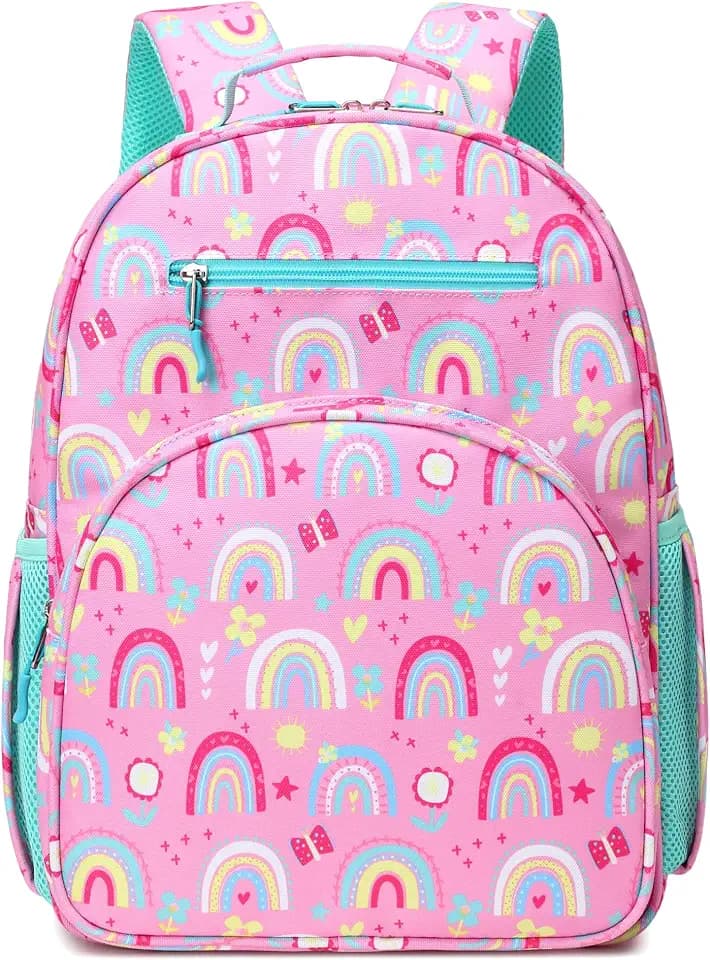 abshoo Cute Lightweight Kids Backpacks for Girls Kindergarten Elementary School Backpack for Girls ages 4-8 (Rainbow Pink)