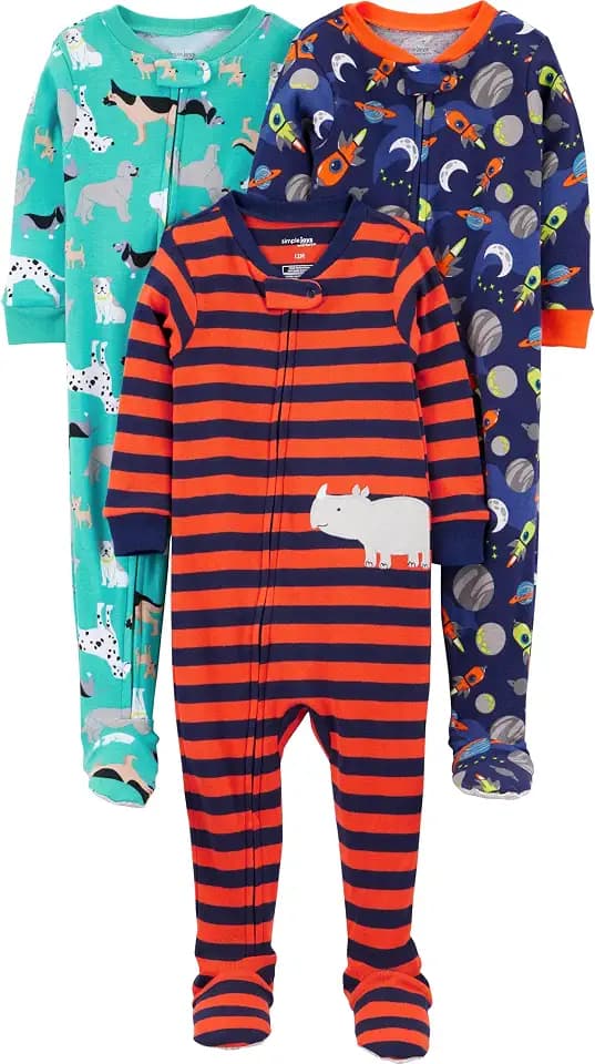 Simple Joys by Carter's Baby Boys 3 pack Snug Fit Footed Cotton Pajamas