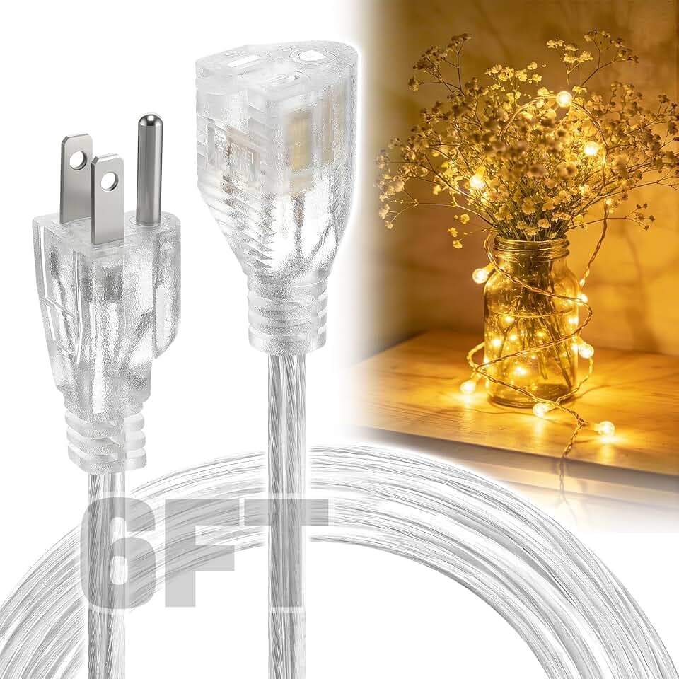 Bigmeta 6ft Clear Extension Cord