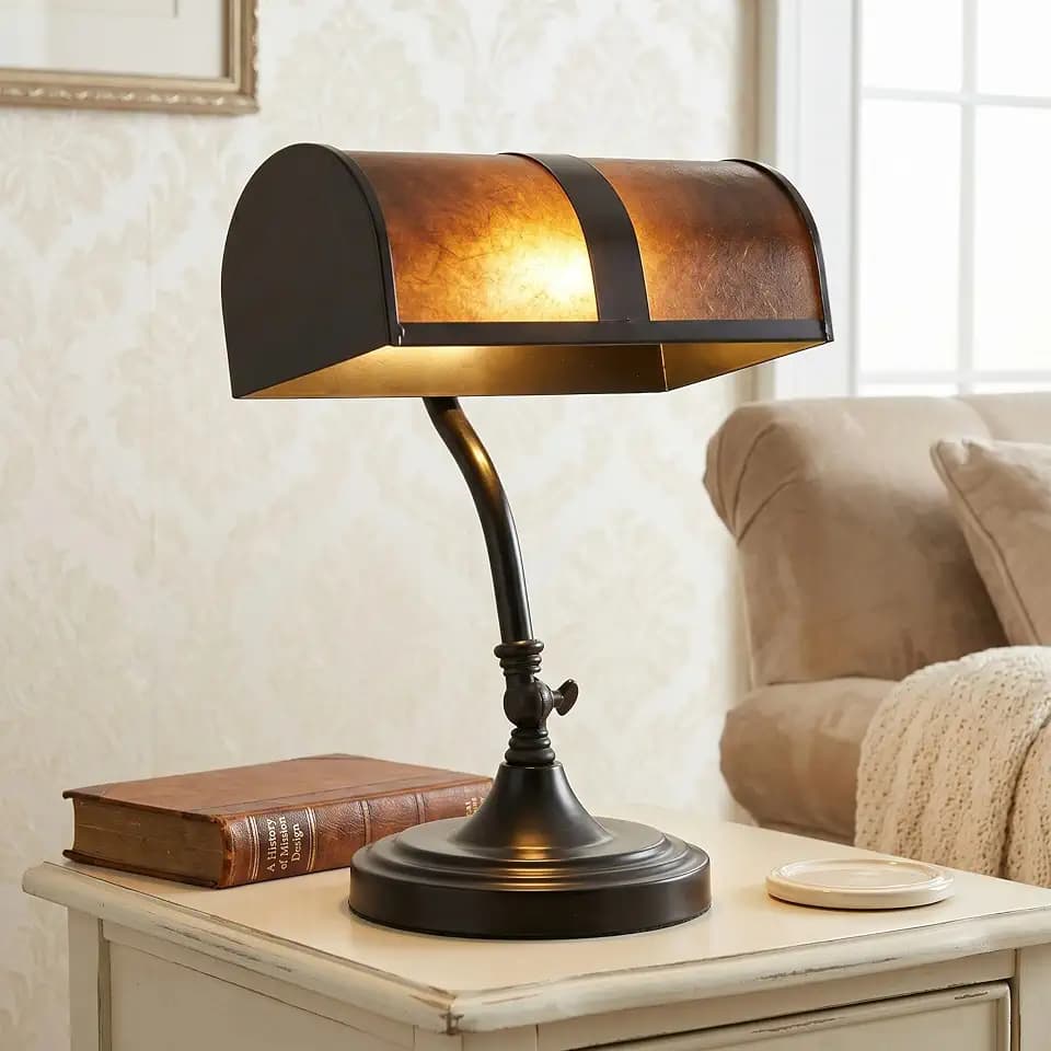 Lavish Home Mission-Style Bankers Desk Lamp, Black, 10” x 9” x 14”