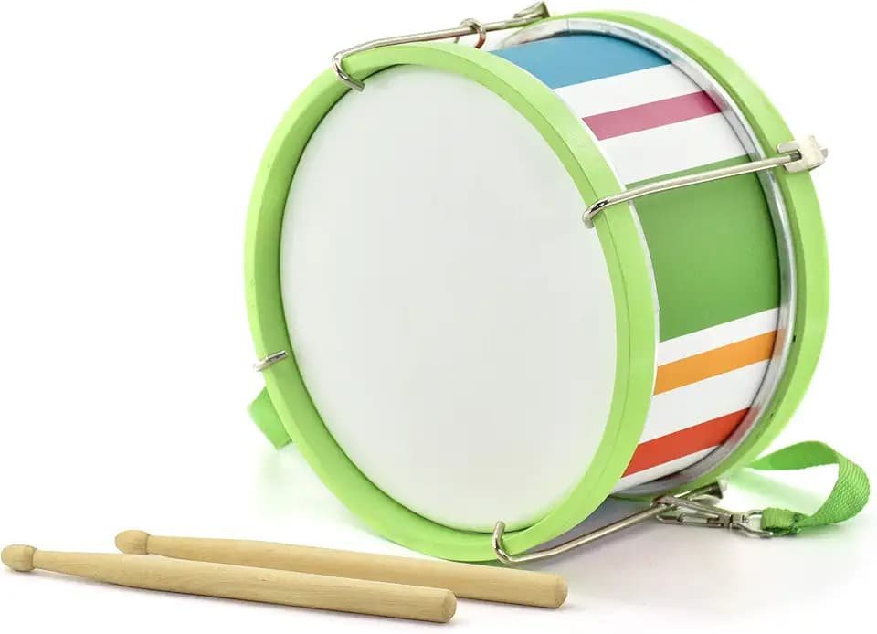 Kids Drum Set 8-Inch Wooden Drum Toys with an Adjustable Strap and 2 Drumsticks Educational Baby Musical Toys Drum Sensory Musical Instrument Toys for Toddler Boys & Girls Gift Packing