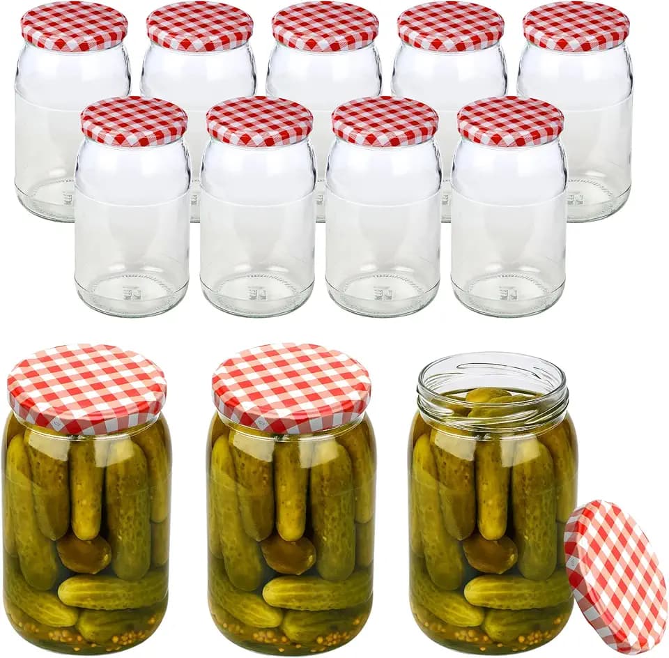 12 Einmachgläser 900ml mit Schraubdeckel und Etiketten