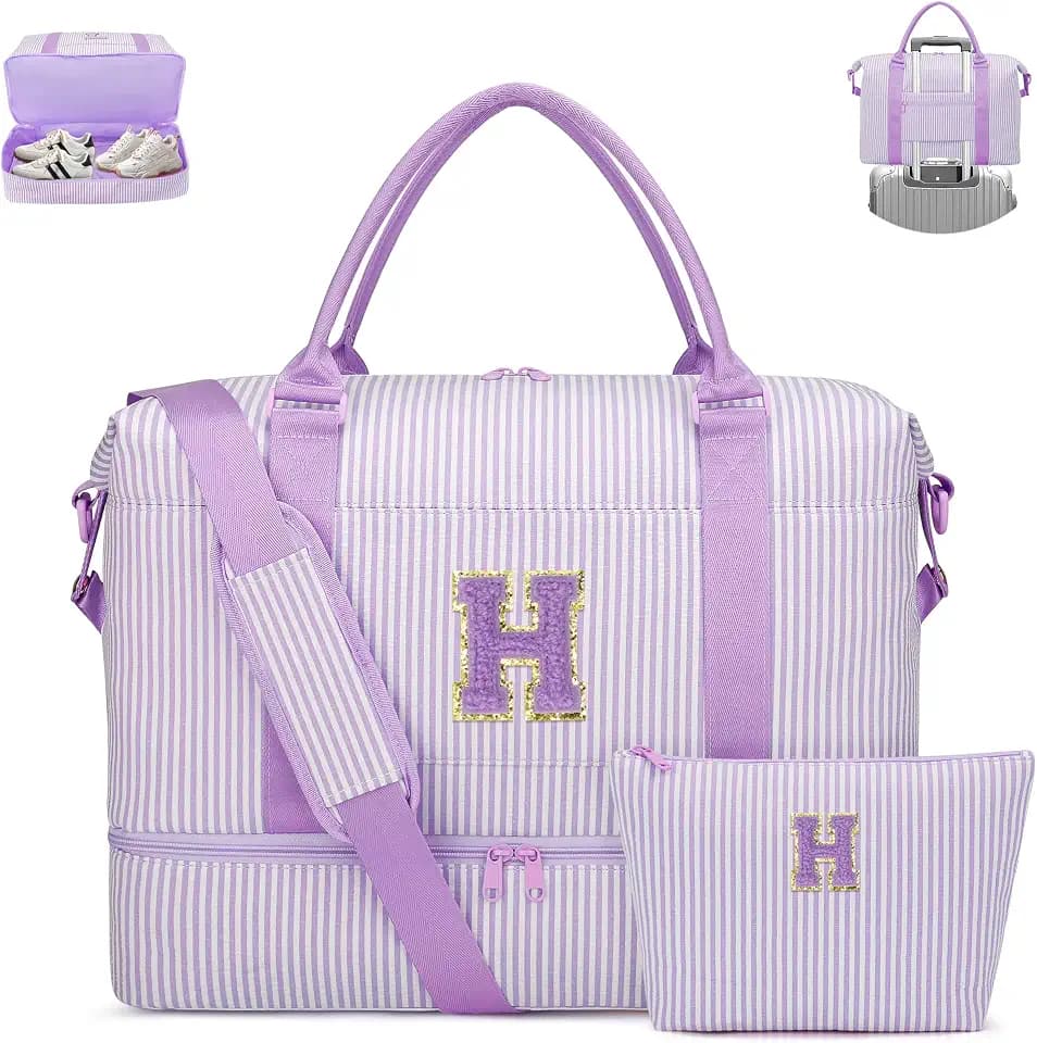 Gifts for 9 Year Old Girls Carry On Duffel Bag for Kid(Purple,H)