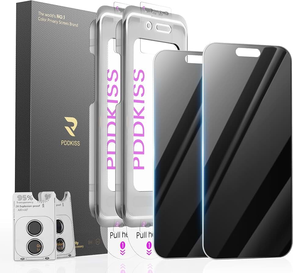PDDKISS 2 Pack Privacy Screen Protector for iPhone 17