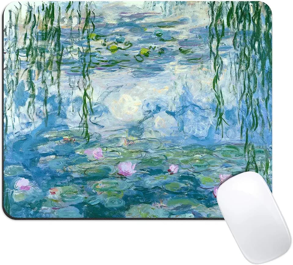Mouse Pad [56% Larger] Gaming Mouse Pads Non-Slip Rubber Base Mousepad Rectangular Mouse Mat for Desktop Computer Laptop Gaming Office & Home 11.8x9.8x0.12 inches - Monet Water Lilies