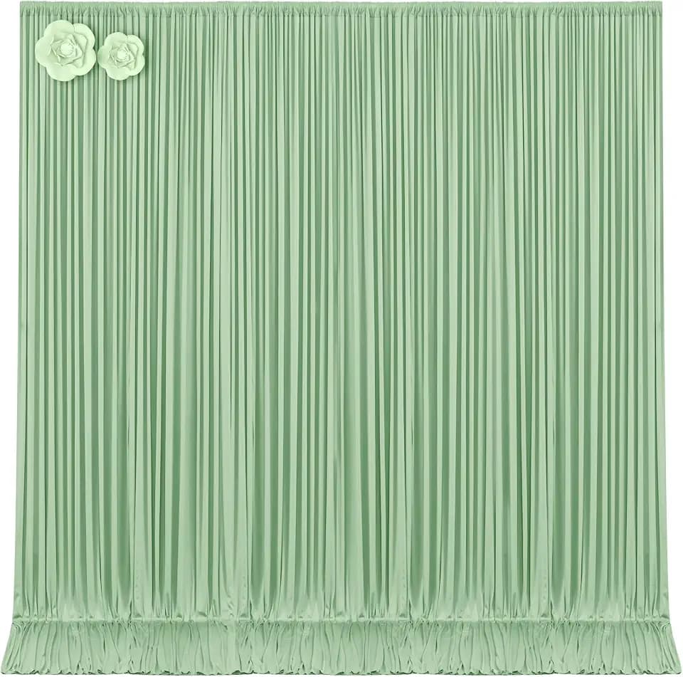 10x12 Sage Green Backdrop Curtains for Wedding Party Wrinkle Free Backdrops Curtain Drapes Fabric Decorations Photo Back Drop Cloth for Baby Shower Photography Stage Reception 5ft x 12ft,2 Panels