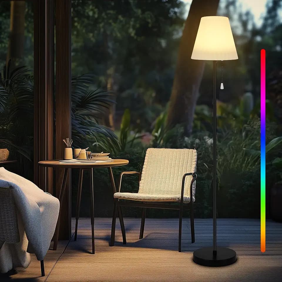 Solar Stehlampe Outdoor, Stehleuchte Garten Stehlampe Ferndimmen IP65 Wasserdicht Dimmbar Warmweiß und RGB Akku stehlampe kabellos USB Aufladbar LED Solarlampen für Lawn Pool Terrasse