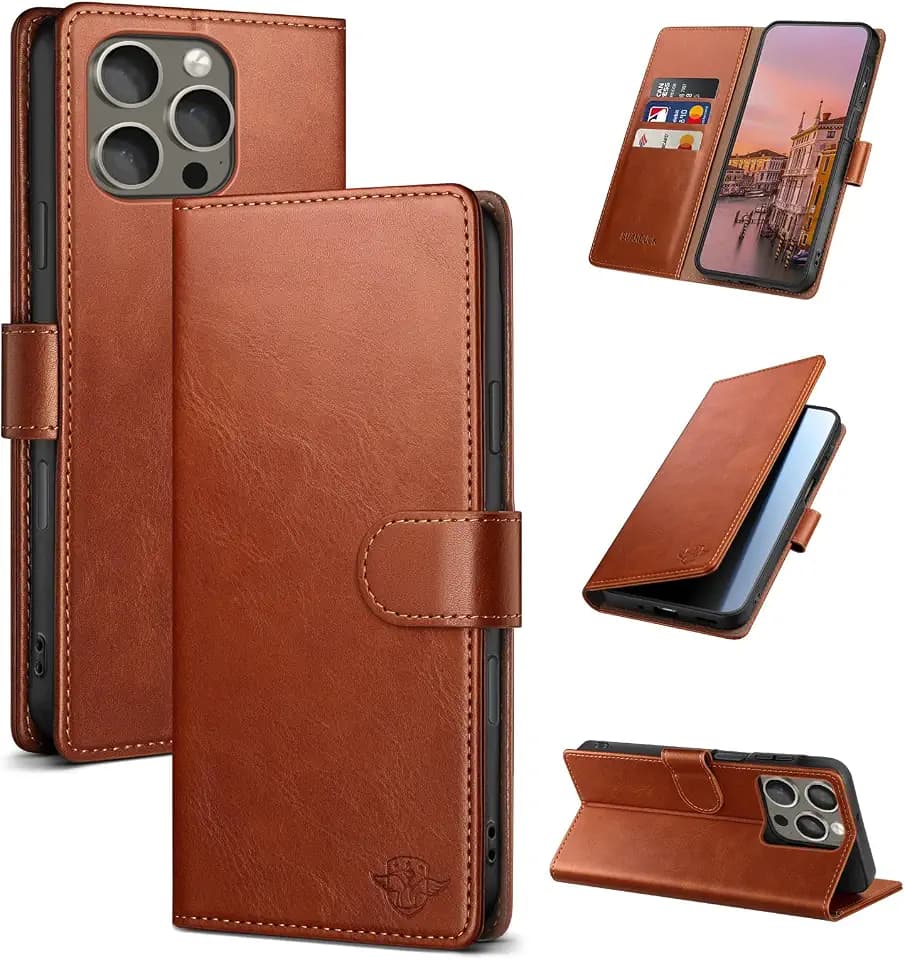 Wallet Case for iPhone 16 Pro 6.3", Light Brown