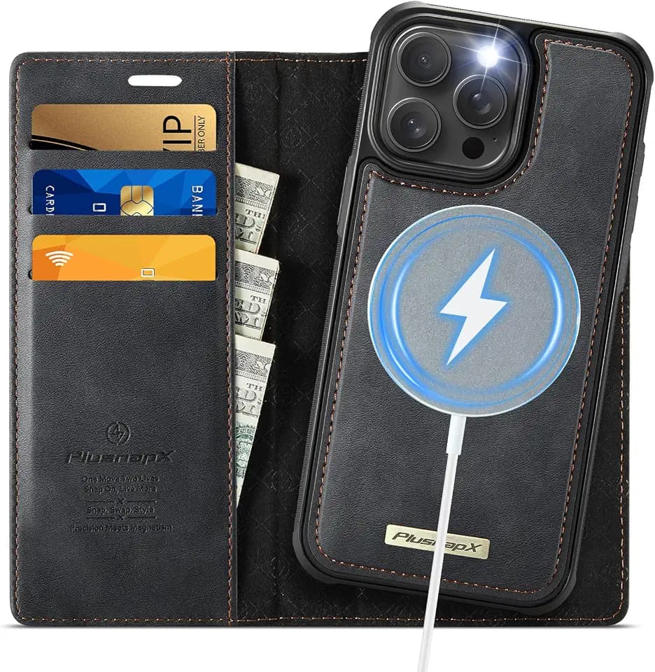 for iPhone 14 Pro Max 2-in-1 Detachable Wallet Case, Black