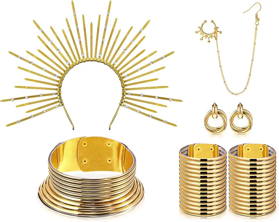 Junkin 5 Pcs African Jewelry Accessories Sets for Women Halloween