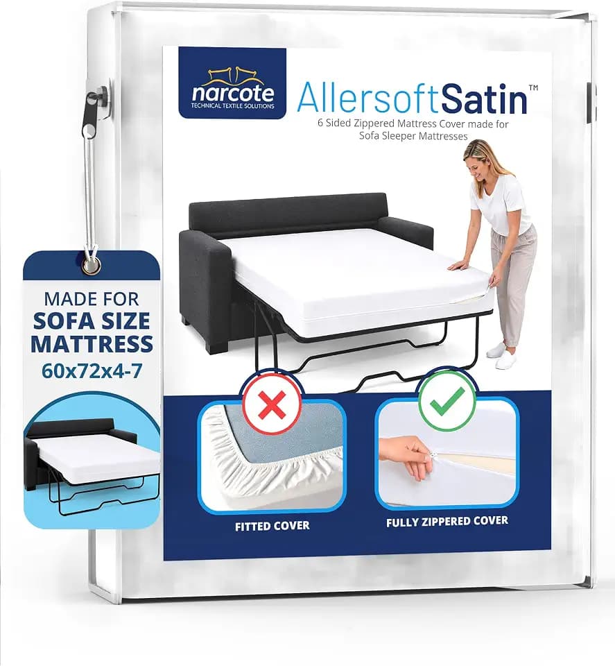 Allersoft Queen-Size-Schlafsofa-Matratzenbezug mit sicherem verschließbarem Reißverschluss. Schafft eine natürliche Abdichtung auf Allen Seiten Ihrer ausziehbaren Sofamatratze vor Flüssigkeiten,