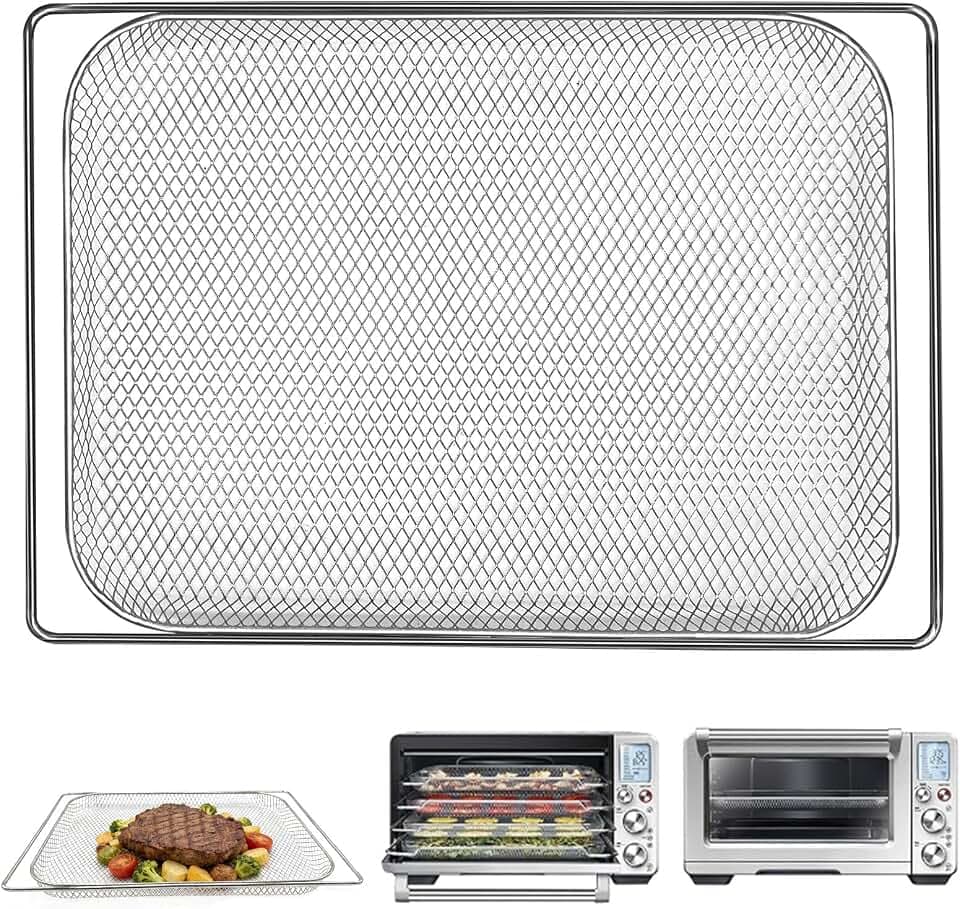 GXF Air Fryer Basket for Breville BOV900BSS Smart Oven Air Fryer Pro,16.5"D x 11.7"W x 1.1"H Food Grade Steel Mesh Baskets Accessories Tray for Breville Air Fryer Toaster Oven, Microwave Oven