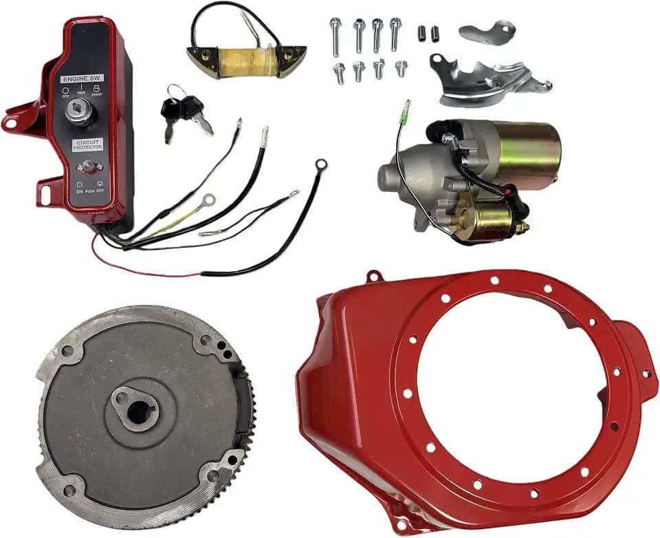 FDJ Electric Start Conversion Kit for Honda GX160 GX200 5.5HP 6.5HP - Turn-Key Starter Motor Upgrade for Generators & Go-Karts - Eliminate Manual Pulling Strain, Includes Flywheel & DIY Instructions