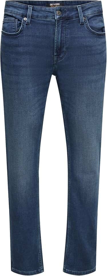 Only & Sons Herren Slim Jeans Onsloom Dark Blue Sweat Pk 3631 Noos