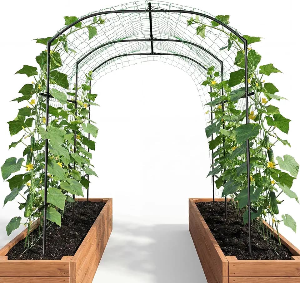 DoCred Garden Arch Trellis, 87''H x 75''L Metal Trellis for Climbing Plants