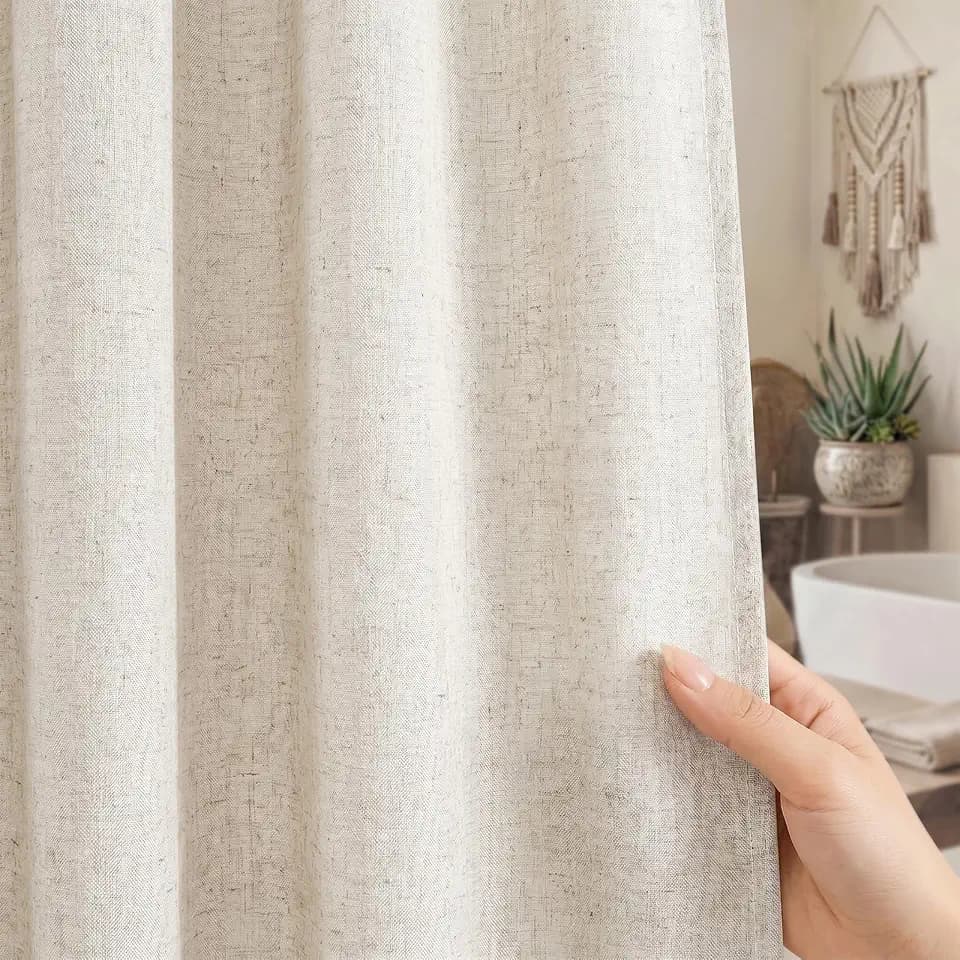 Natural Linen Shower Curtain Farmhouse Bathroom Decor 72x78 Inches