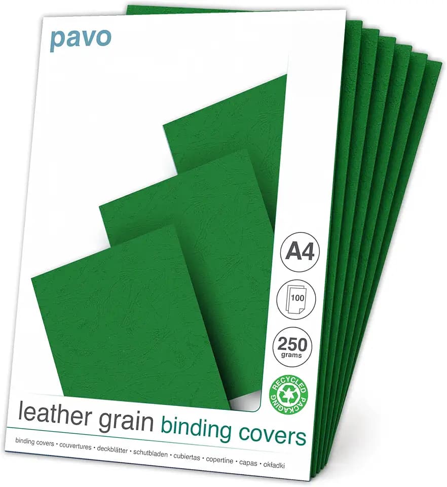 Pavo - Einbanddeckel-Lederoptik DIN A4, 250 g/m², 100-er Pack, Waldgrün