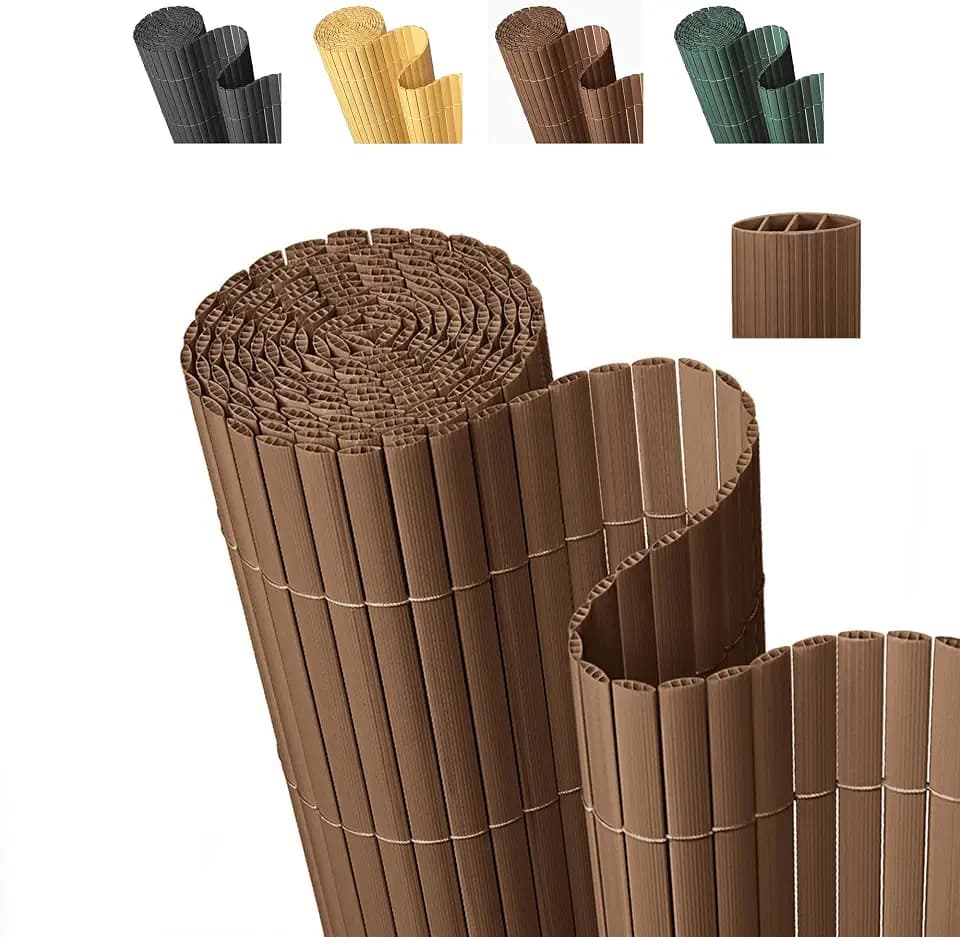 paramondo Reinforced PVC Privacy Fence Screen, Brown, 4×10 FT