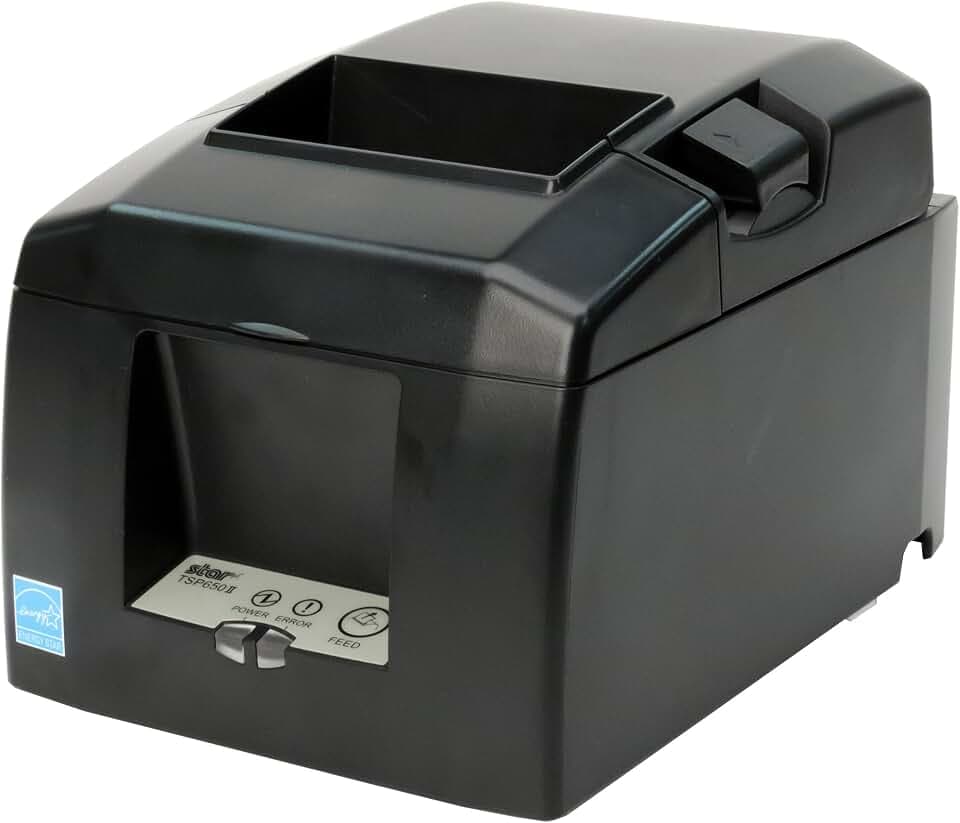 Star Micronics TSP654IIBi2 Bluetooth Thermal Monochrome Receipt Printer with Auto Connect for iOS, Auto-cutter, and External Power Supply - Gray