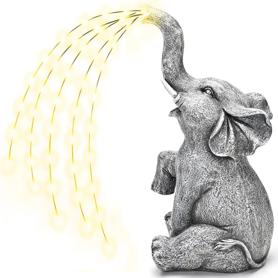 GIGALUMI Elephant Statue Solar Garden Decor Yard Outdoor Gifts for Women