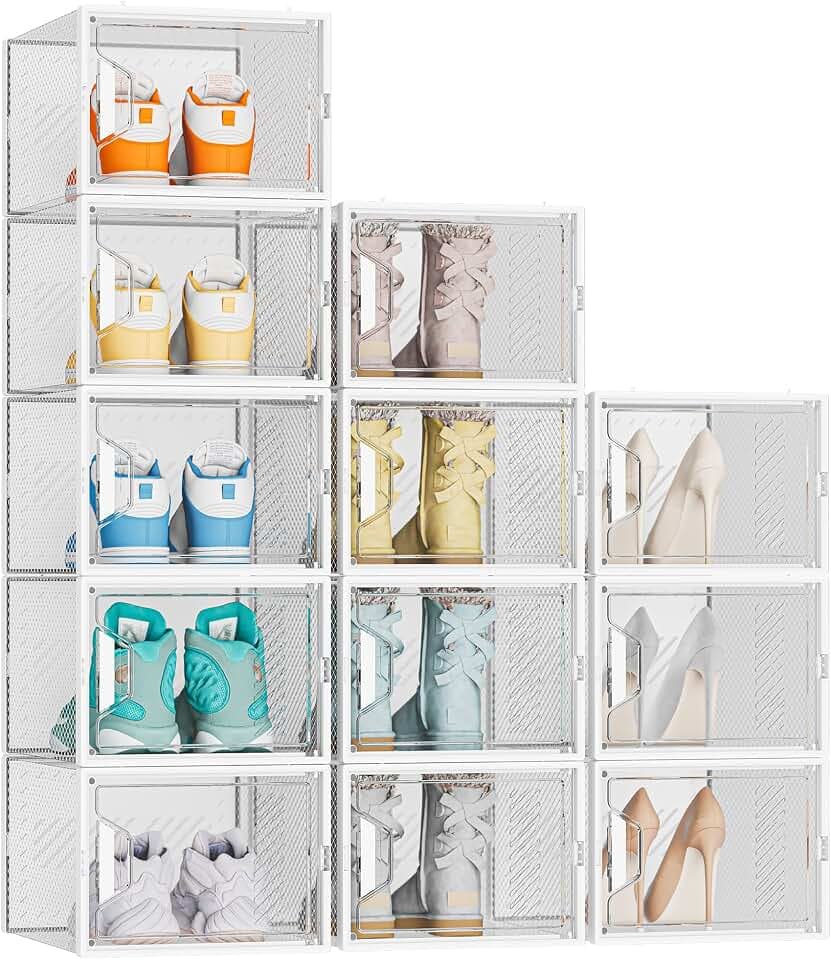 SIMPDIY XL Clear Shoe Storage Boxes, Stackable Shoe Organizer for Closet