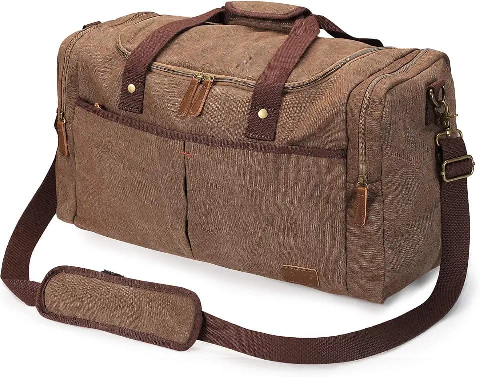 S-ZONE Canvas Travel Duffel Bag Weekend Overnight Bag for Men and Women