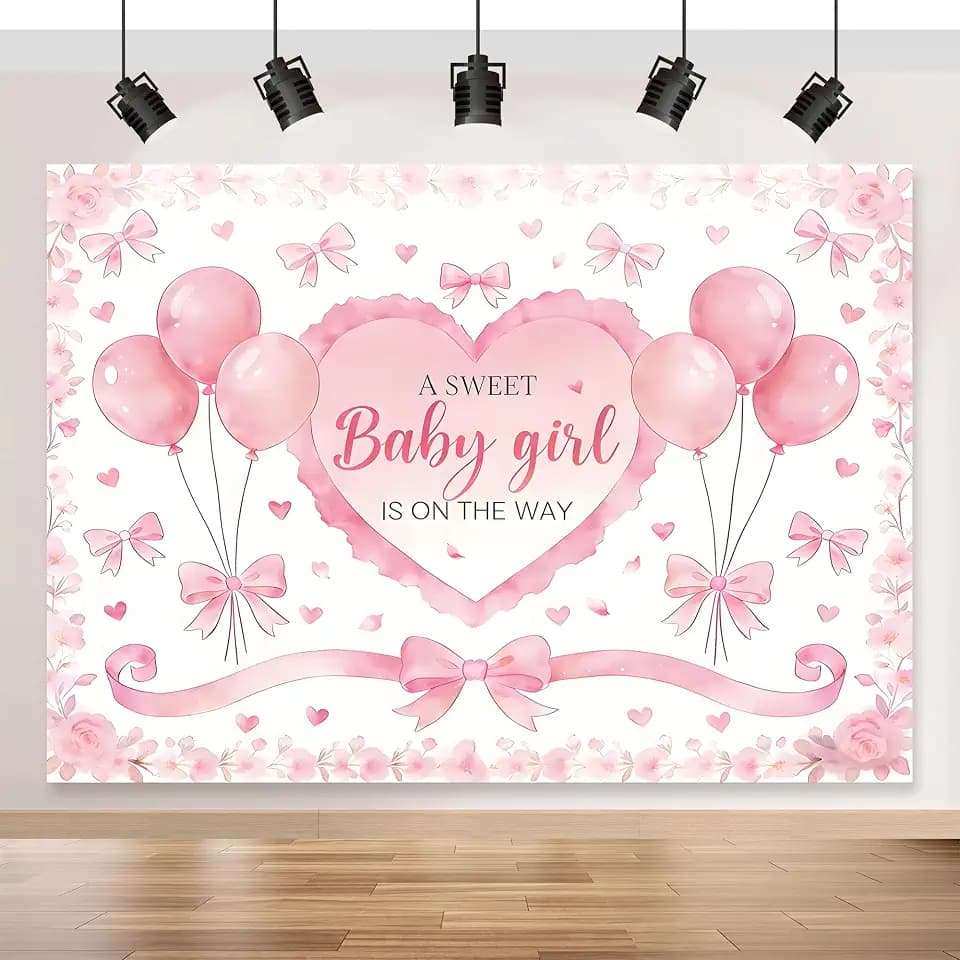 7x5ft A Sweet Little Girl is on The Way Theme Backdrop