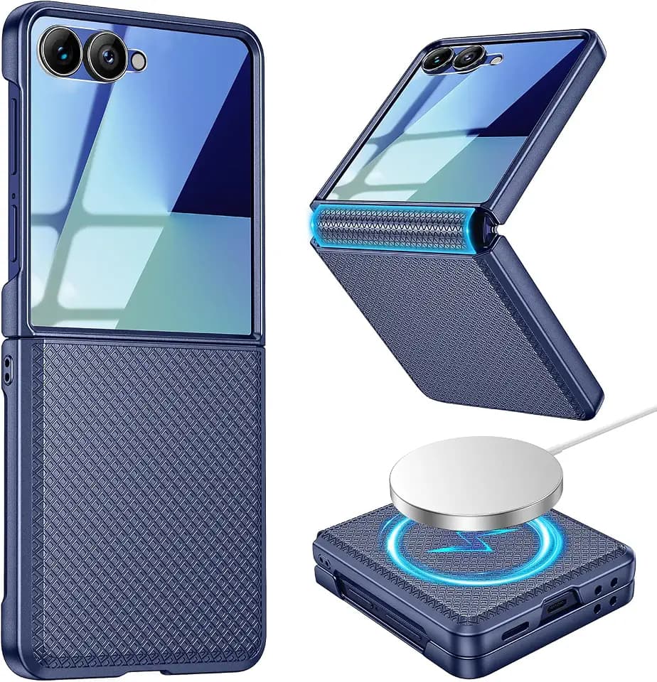 Magnetic for Samsung Galaxy Z Flip 7 Case Slim Fit Non-Slip Texture, Blue