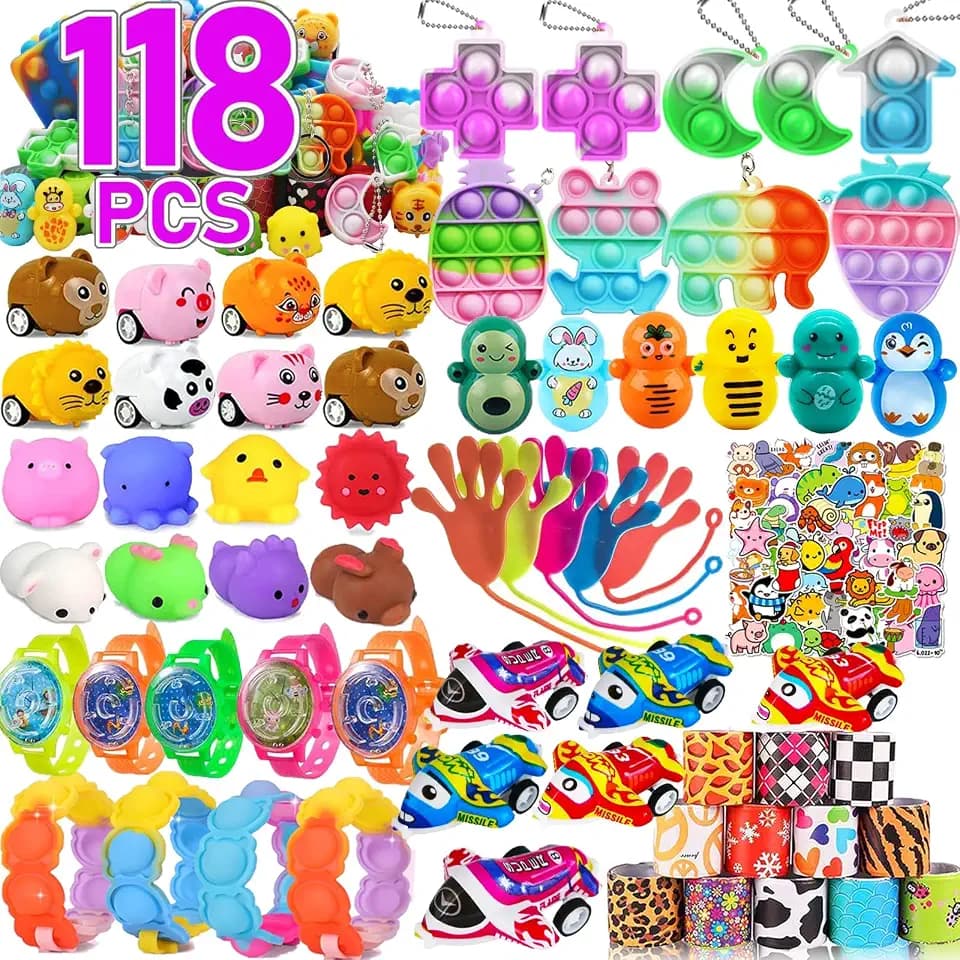 Mctuoba 128 Pack Party Favor for Kids 4-8-12, Treasure Box Toys, School Classroom Prizes, Pinata Stuffers Goodie Bag Fillers, Treasure Chest Carnival Prizes