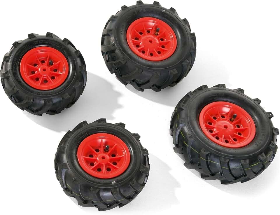 Rolly 40 985 3 Toys rollyTrac Air Tyres Luftbereifung (für RollyToys Fahrzeuge, Felge rot, Größen: 2x 260x95 / 2x 325x110) 409853