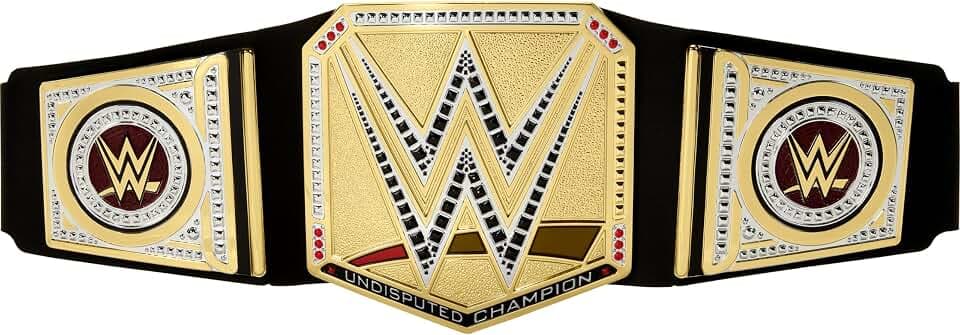 Mattel WWE Meisterschaftgürtel Zubehör | Undisputed WWE Universal Championship, für Rollenspiel und Verkleiden, Gürtel in Lederoptik, 90cm, einmal verstellbar, HYJ35