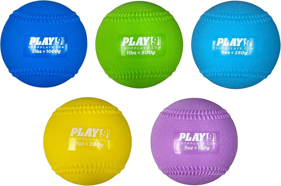 Plyoball Weighted Ball Set for Throwing and Pitching Training - Heavy Mini Training Balls for Baseball - Builds Speed, Strength, & Muscle Memory