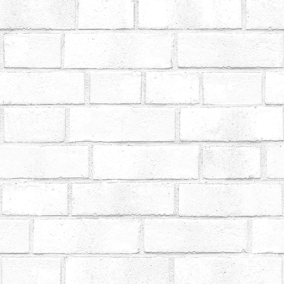 Tempaper Textured White Brick Removable Peel and Stick Wallpaper, 20.5 in X 16.5 ft, Made in the USA