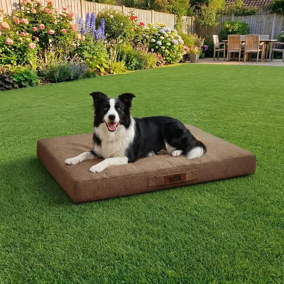 Sytopia 36 Inch Indestructible Dog Bed for Large Dogs, Waterproof Chew Proof Orthopedic Pet Mat for Crate with Machinne Wshable Cover, Great for Indoor Outdoor Use, Brown