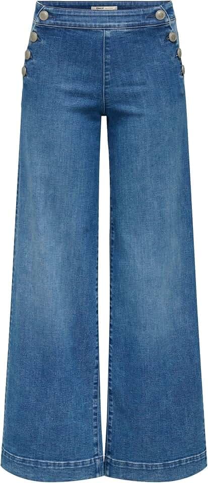 ONLY Female Jeans mit weitem Bein ONLMADISON Hohe Taille Weiter Beinschnitt Jeans