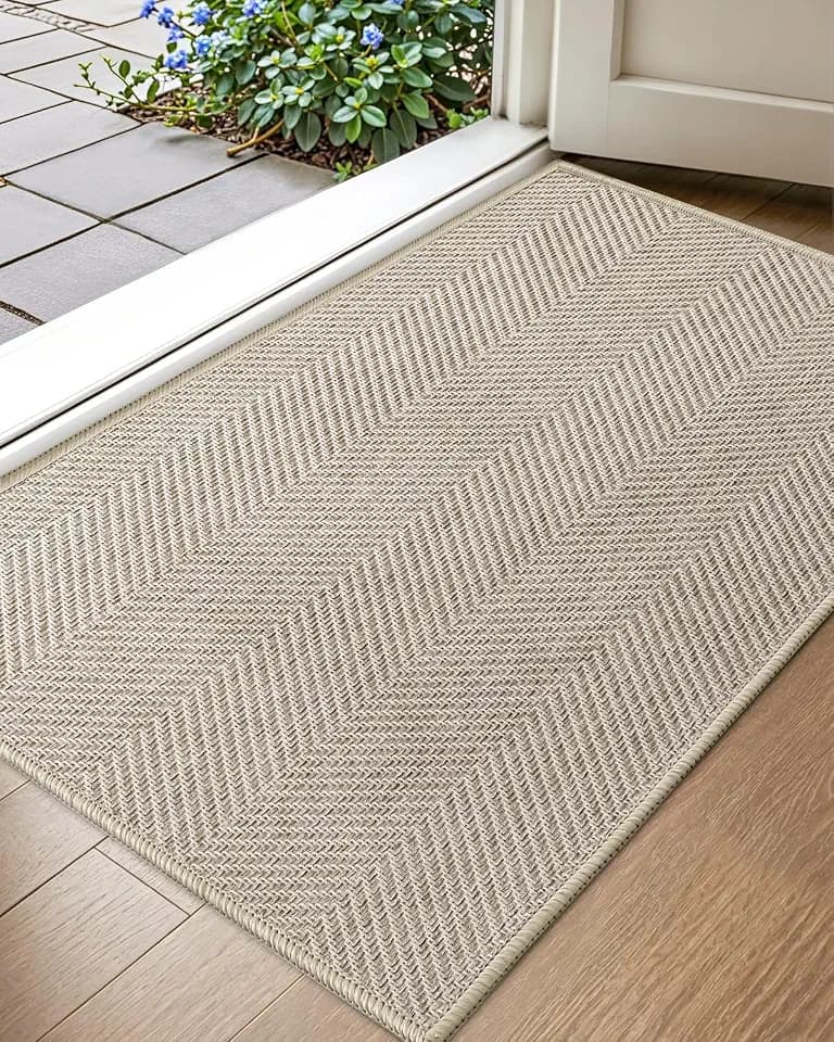 Color&Geometry Ultra Thin Indoor Door Mat 24"x36" Entrance Mat, Oatmeal