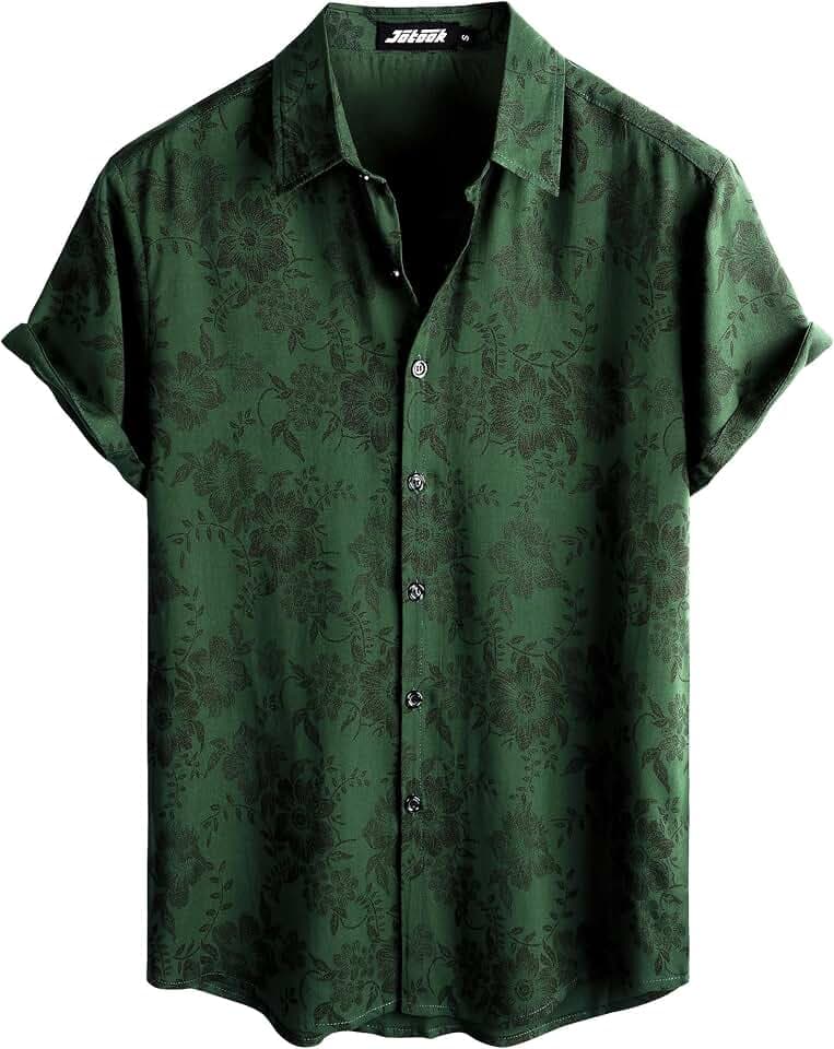 JOTOOK Mens Hawaiian Shirt Short Sleeve Button Down Summer Beach Shirts