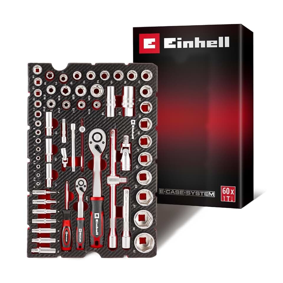 Einhell E-Case Werkzeugeinlage 60-tlg. Stecknuss- und Ratschen-Set